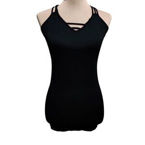 Love Charm one size junior womens tank top black seamless strappy layering basic